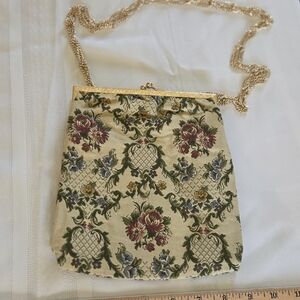 Walborg Floral Tapestry Clutch with Gold Chain